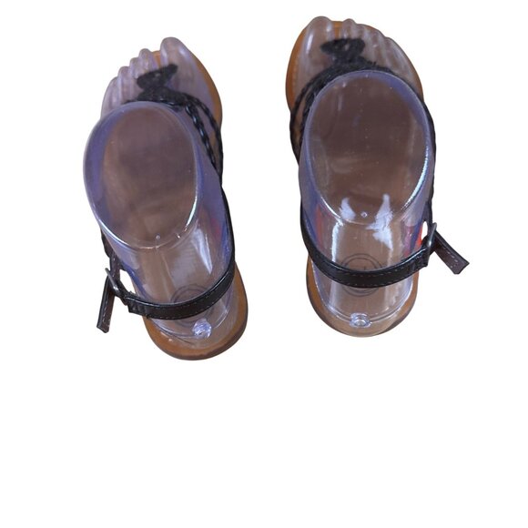 Wonder Nation Size 4 Slip On Thong Strappy Braided Sandals Black - Picture 3 of 8